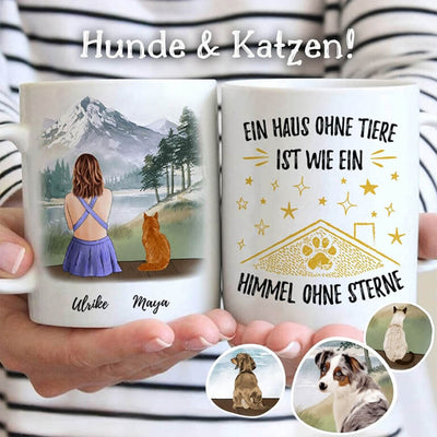 Personalisierte Tasse von Tassenliebling mit einer Frau und einem Haustier (Hunde & Katzen) #tassenart_normal