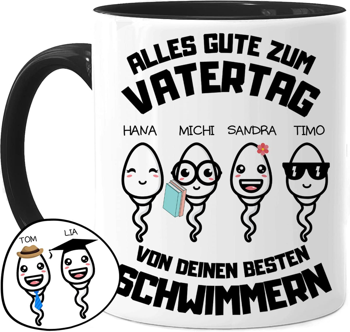 Personalisierte Papa/Mama Gang Tasse – Vatertag Geschenk, Keramik, 325 Ml, Mikrowellengeeignet