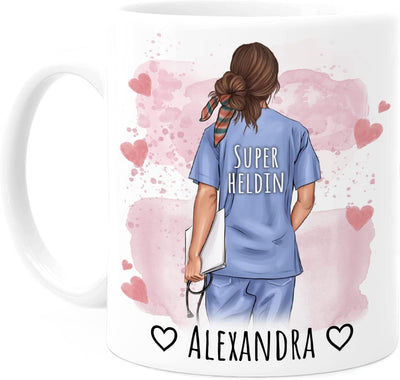 Personalisierte Tasse von Tassenliebling Krankenschwester mit Super Heldin Spruch