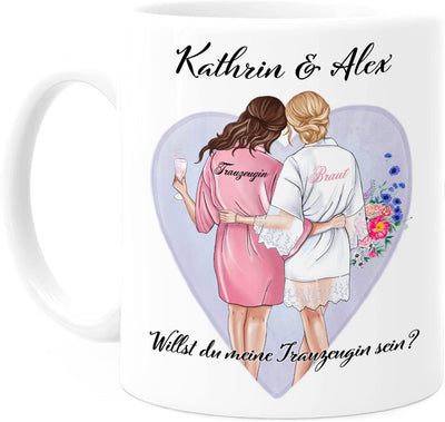 Personalisierte Tasse von Tassenliebling Trauzeuginnen Tasse mit Spruch Willst du meine Trauzeugin sein