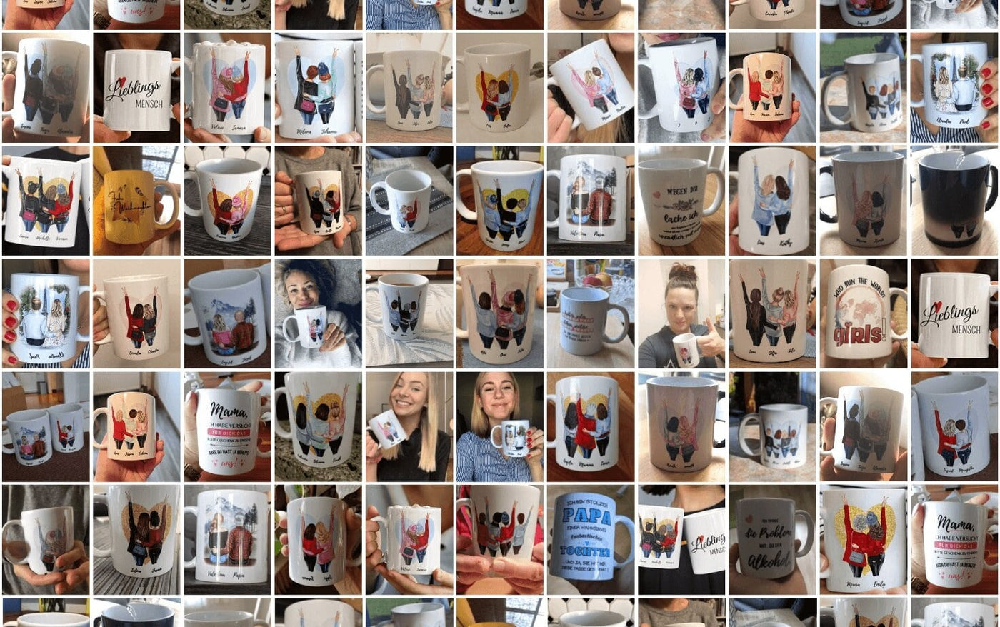 Tassenliebling Testimonial Collage personalisierte Tassen