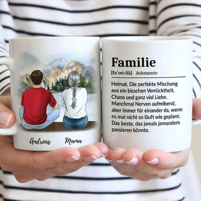 Personalisierte Tasse von Tassenliebling (Spruch: Familie Definition) für 1 Mutter und 1 Sohn #tassenart_normal